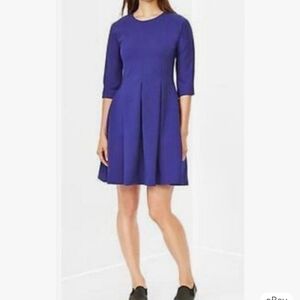 GAP Women's Ponte Dress Drizzle Blue Skater Fit & Flare Size Pockets 10